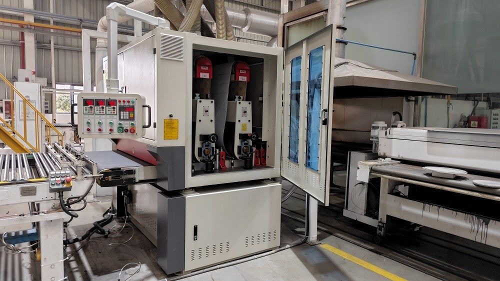 380V 50HZ Edge Rounding Deburring Machine 2 Heads For Sanding / Polishing / Finishing